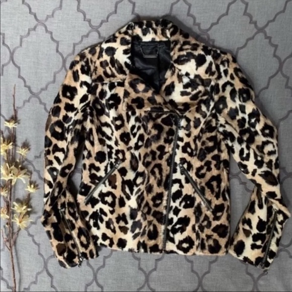 NWT-Wildly Chic Faux Leopard Fur Moto-Style Trina Turk Reprise Jacket (XS/S) - Picture 2 of 13